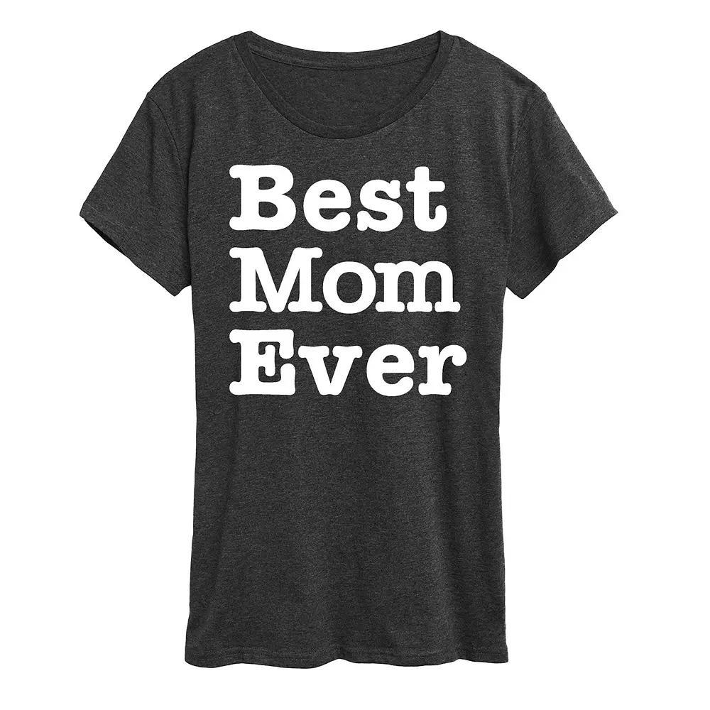 Womens Best Mom Ever Graphic Tee Grey Dark Red Product Image
