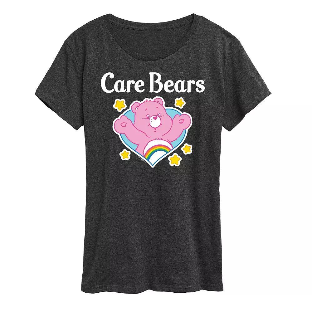 Womens Care Bears Logo Cheer Heart Graphic Tee Heather Grey Product Image