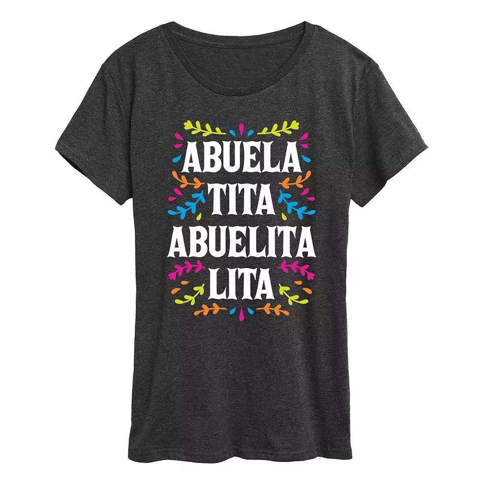 Womens Abuela Names Graphic Tee, Girls Heather Grey Product Image
