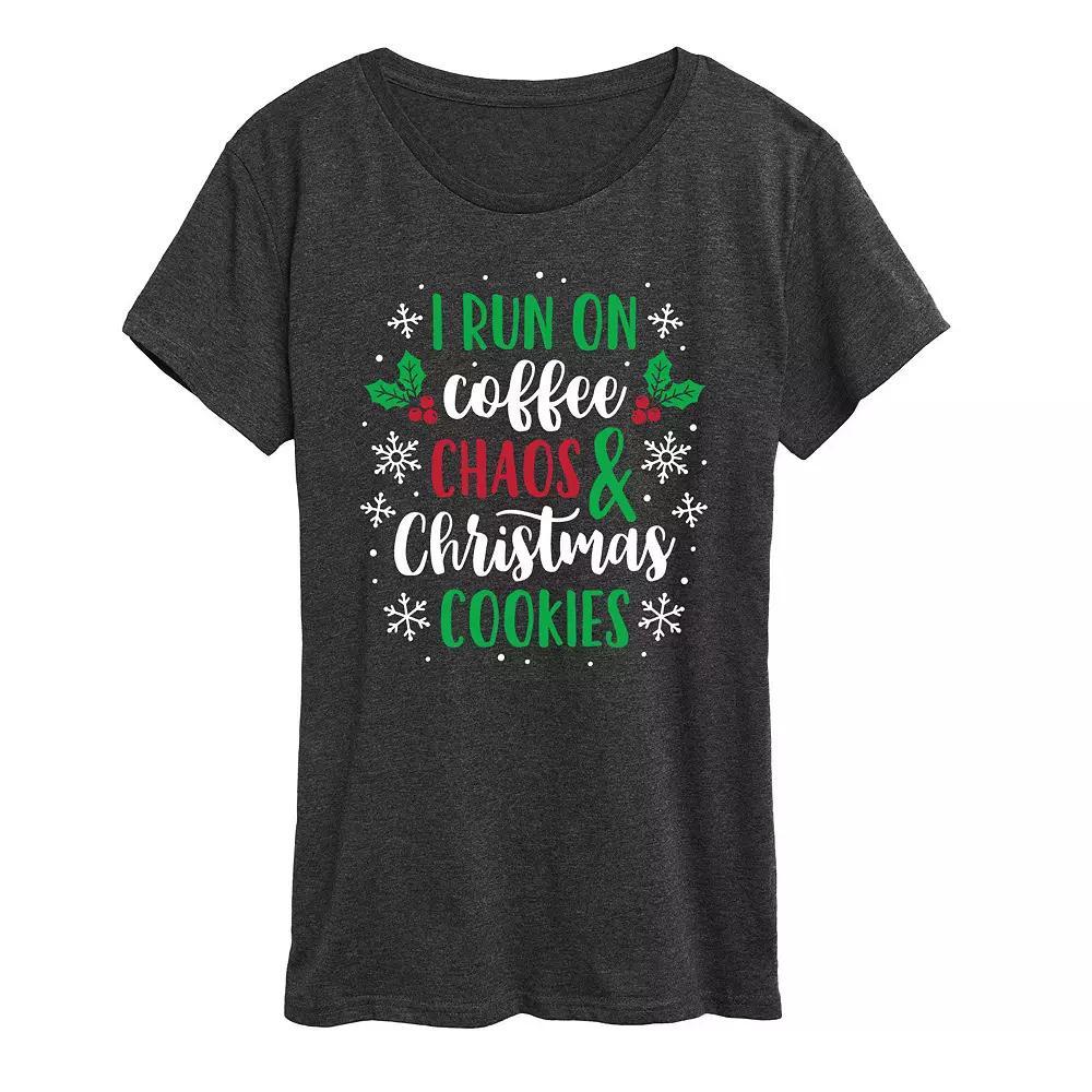 Women's Coffee Chaos Christmas Cookies Graphic Tee, Girl's, Size: XL, Heather Grey Product Image