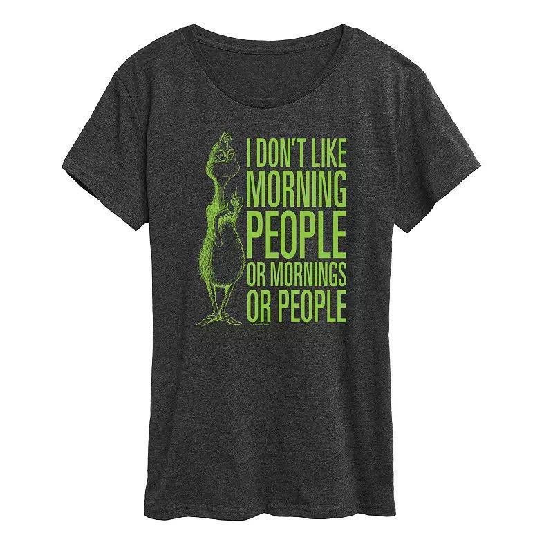 Women's Dr. Seuss The Grinch Morning People Graphic Tee, Girl's, Size: XXL, Black Product Image