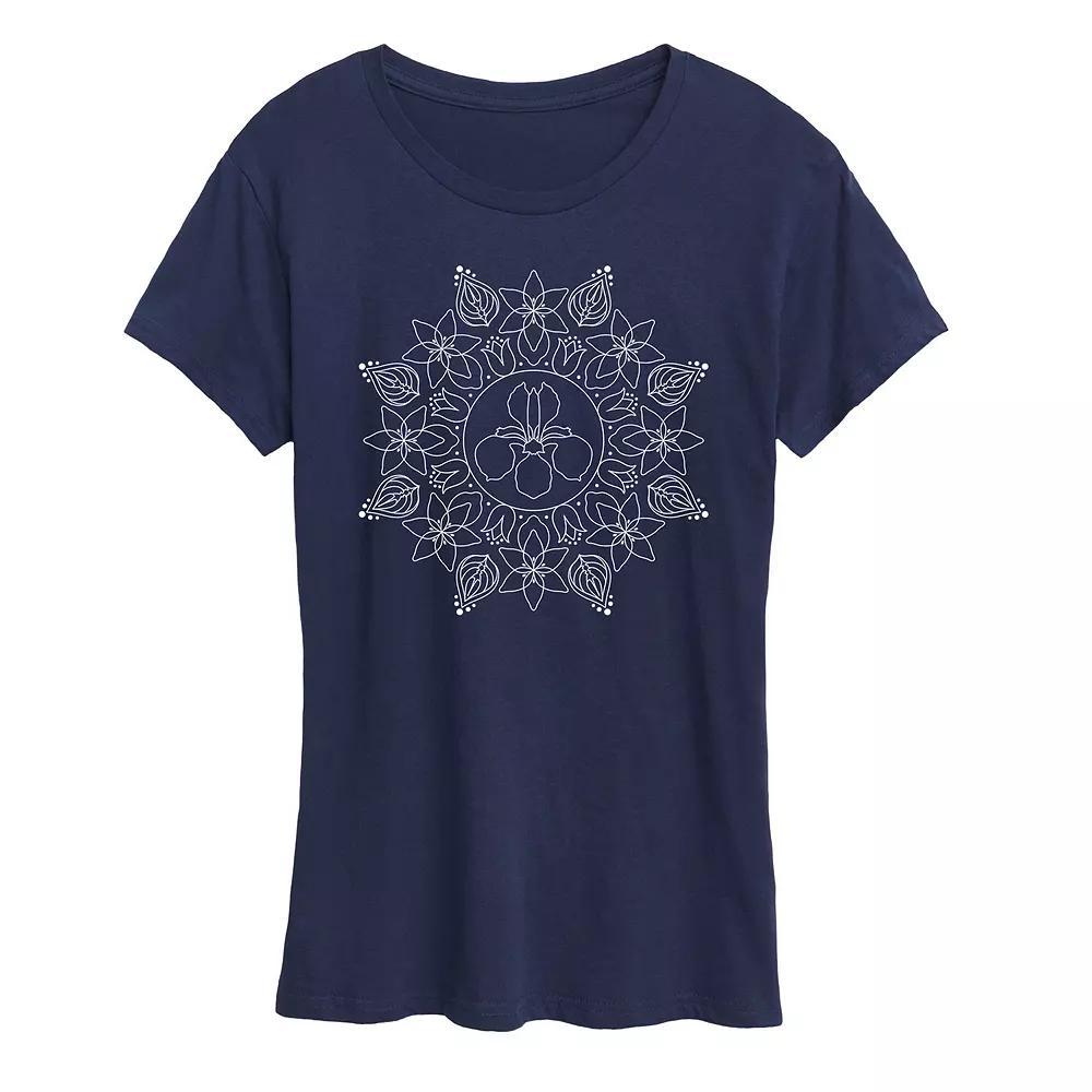 Womens Spring Floral Decorative Graphic Tee Grey Green Product Image