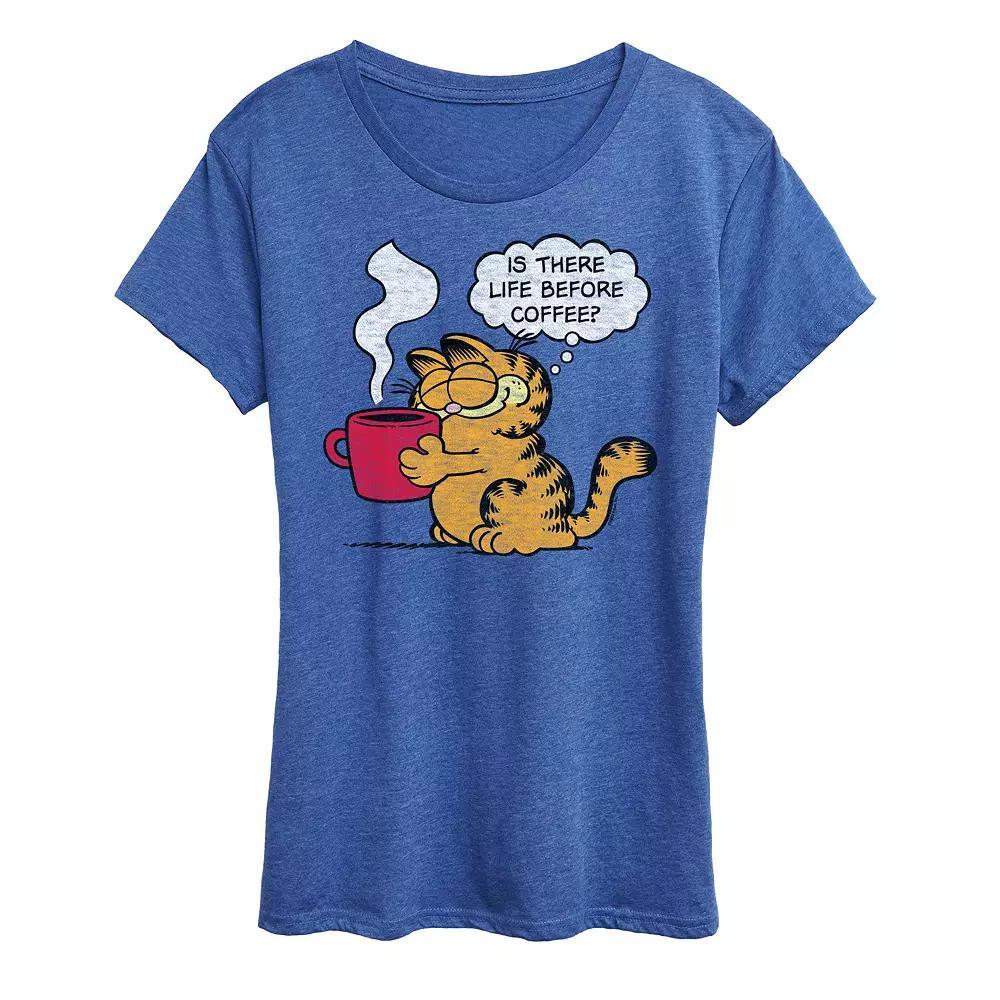 Women's Garfield Life Before Coffee Graphic Tee, Girl's, Size: Medium, Grey Gray Product Image