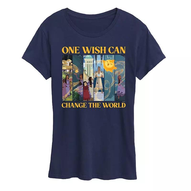 Disneys Wish Womens Change The World Graphic Tee, Girls Blue Product Image