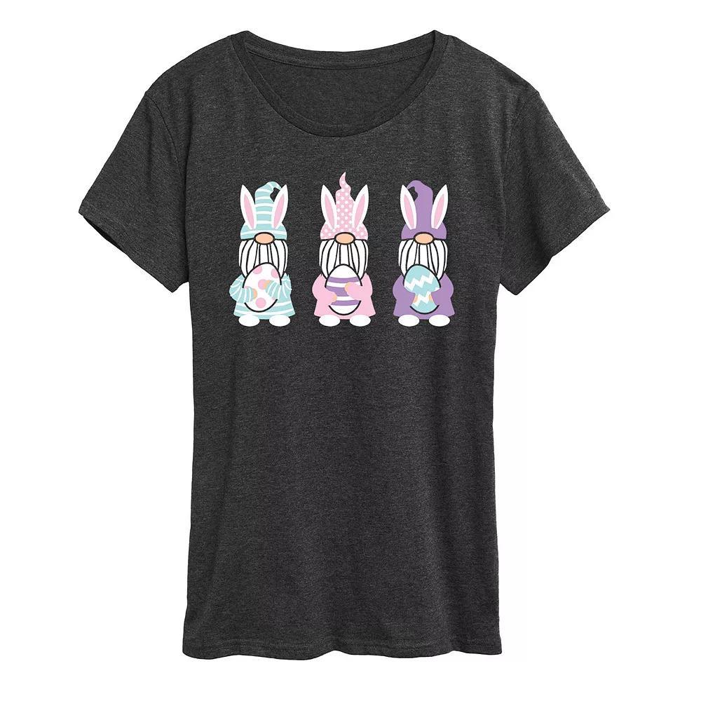 Womens Easter Bunny Gnomes Graphic Tee, Girls Heather Grey Product Image