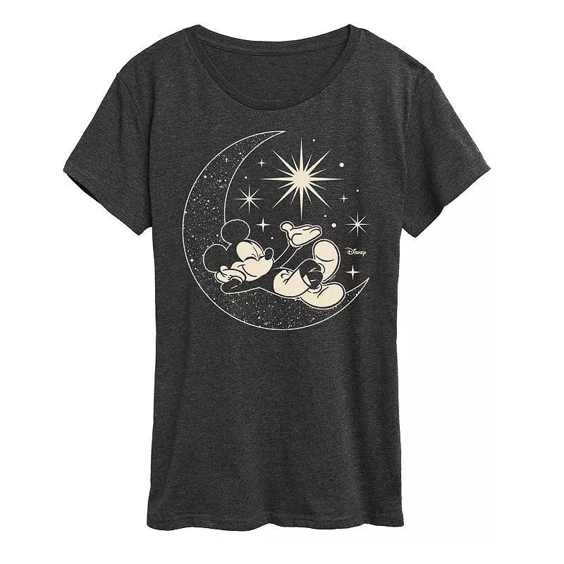 Disney's Mickey Mouse Plus Celestial Moon Graphic Tee, Women's, Size: 1XL, Heather Grey Product Image