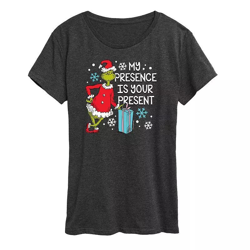 Women's Dr. Seuss The Grinch Presence Present Graphic Tee, Girl's, Size: XL, Black Product Image