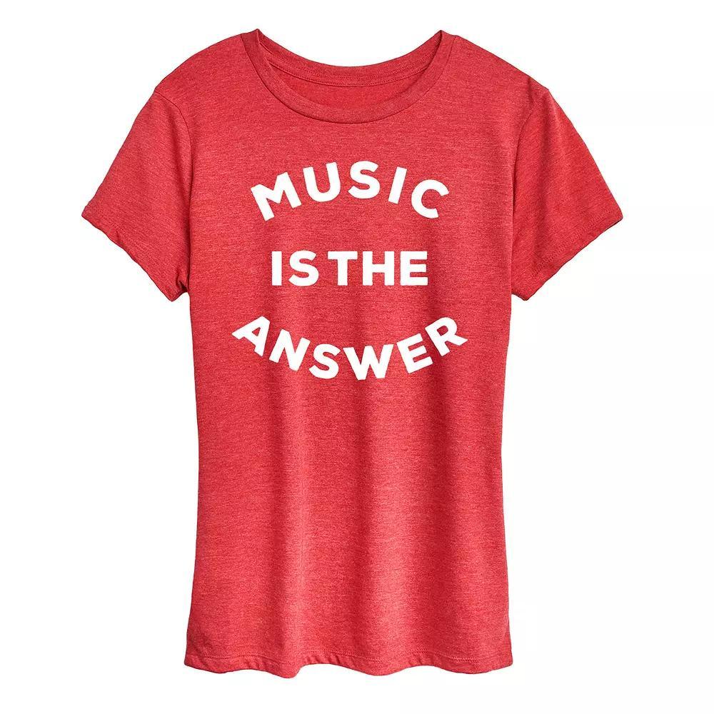 Womens Music is the Answer Graphic Tee Grey Red Product Image