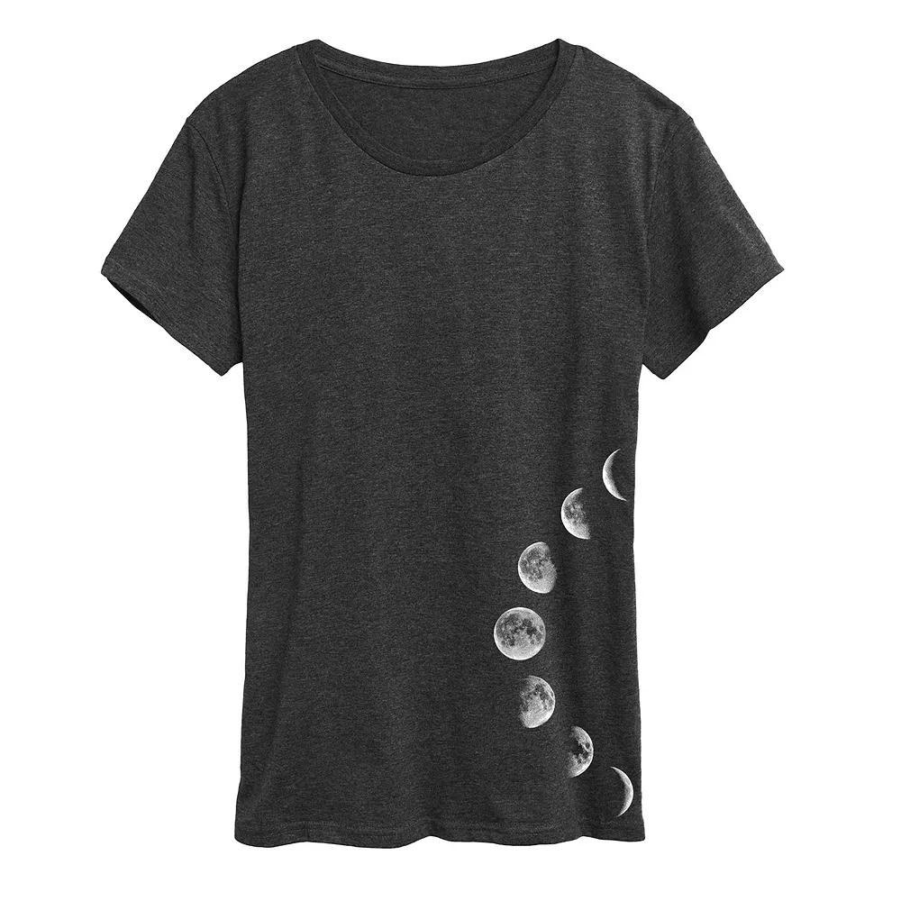 Women's Moon Phases Graphic Tee, Size: Large, Heather Grey Product Image