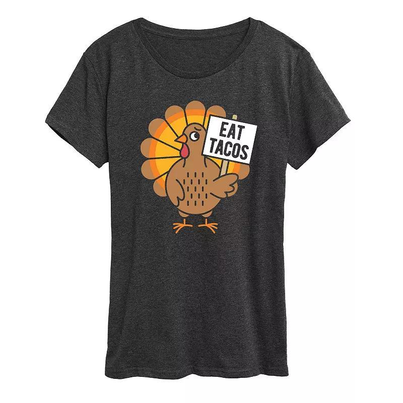 Plus Dog Paw Rainbow Graphic Tee, Womens Heather Grey Product Image