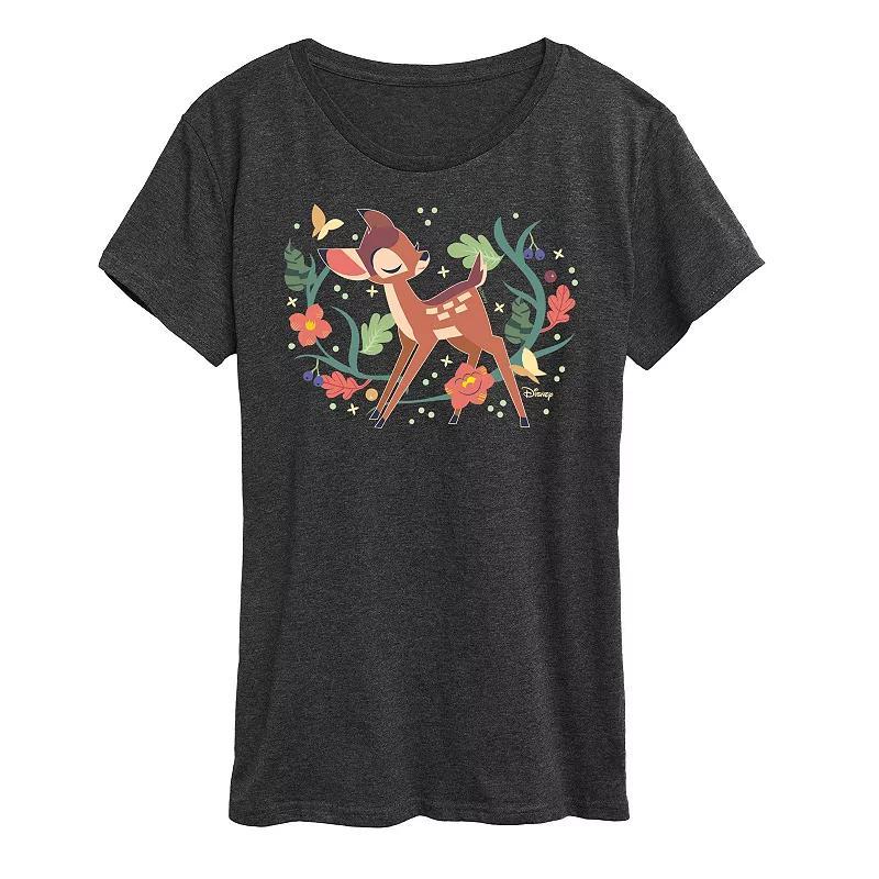 Disneys Bambi Womens Plants Graphic Tee Heather Grey Product Image