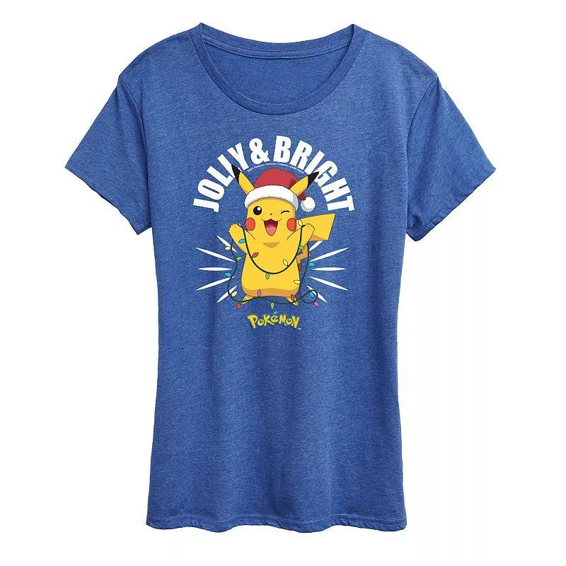 Womens Pokemon Merry And Bright Tee Heather Grey Product Image