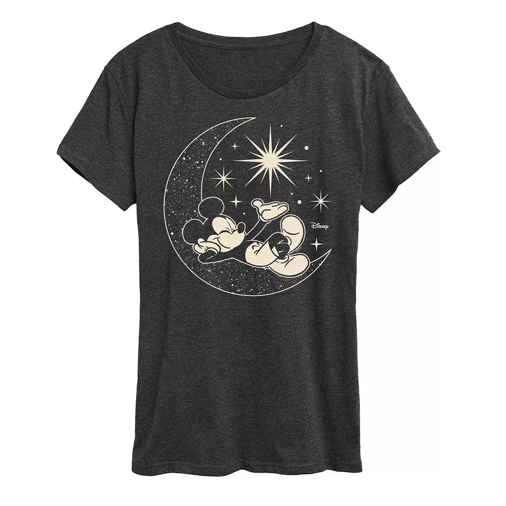 Disney's Mickey Mouse Plus Celestial Moon Graphic Tee, Women's, Size: 1XL, Heather Grey Product Image