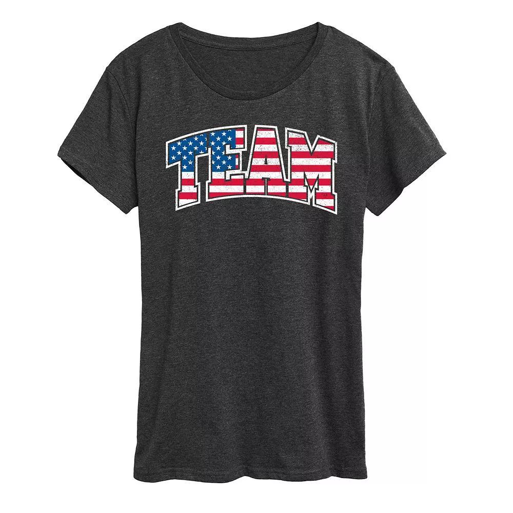 Plus Shamrock Hearts Line Art Graphic Tee, Womens Heather Grey Product Image
