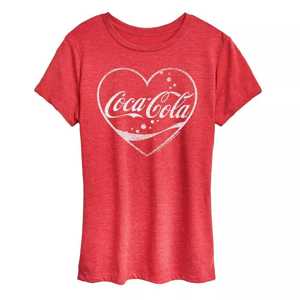 Womens Coca-Cola Heart Graphic Tee Grey Red Product Image