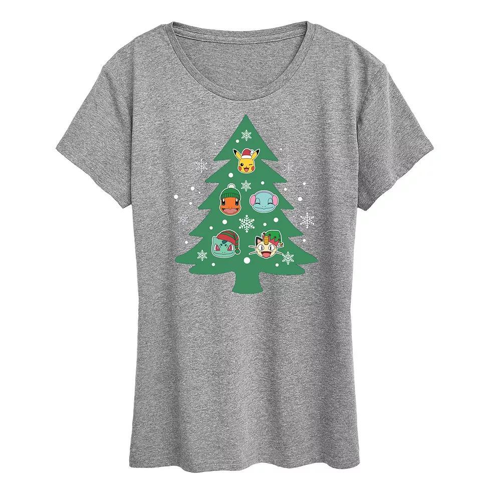 Womens Pokemon Partners Tree Pattern Tee Grey Gray Product Image