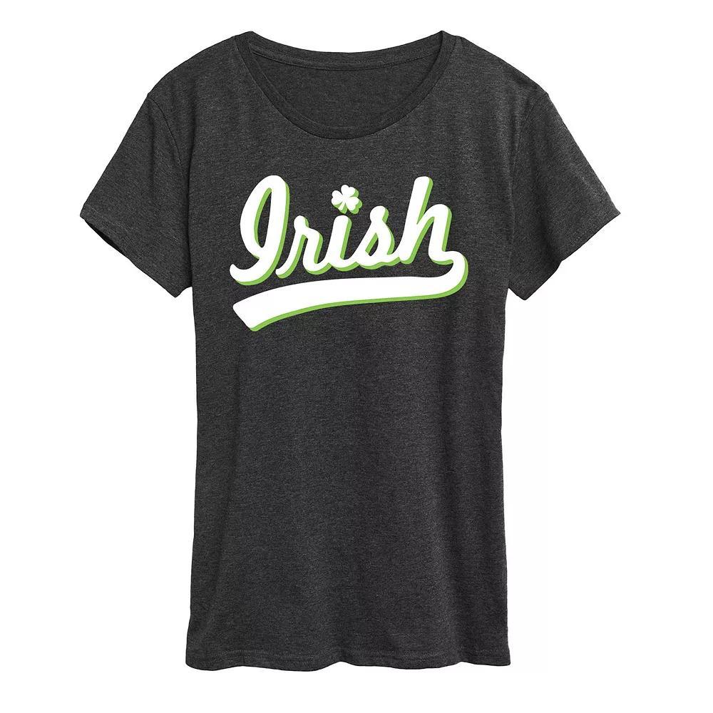Women's Irish Script Graphic Tee, Size: Large, Heather Grey Product Image