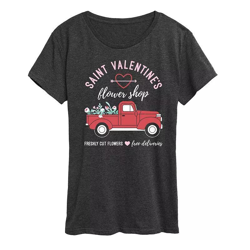 Womens Hot Stuff Flame Heart Graphic Tee, Girls Heather Grey Product Image