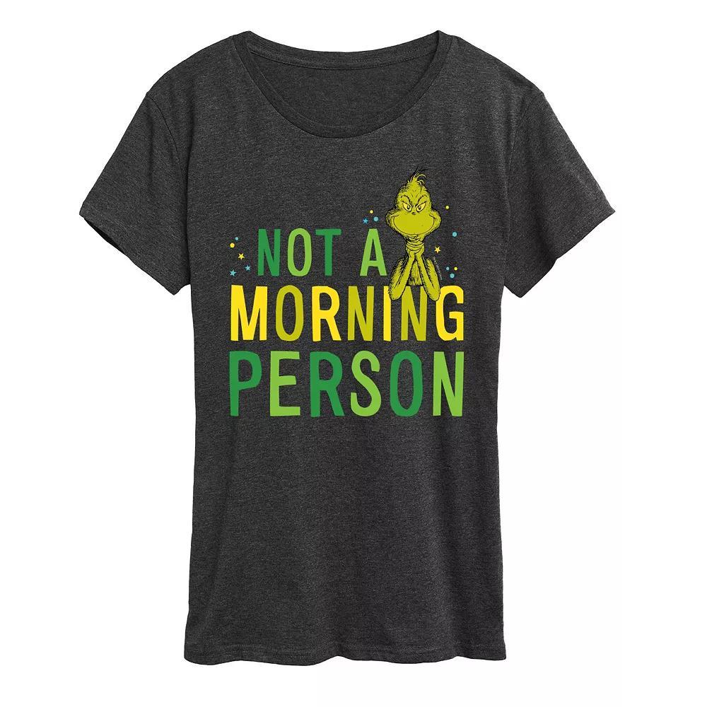 Women's Dr. Seuss The Grinch Not A Morning Person Graphic Tee, Girl's, Size: XXL, Black Product Image
