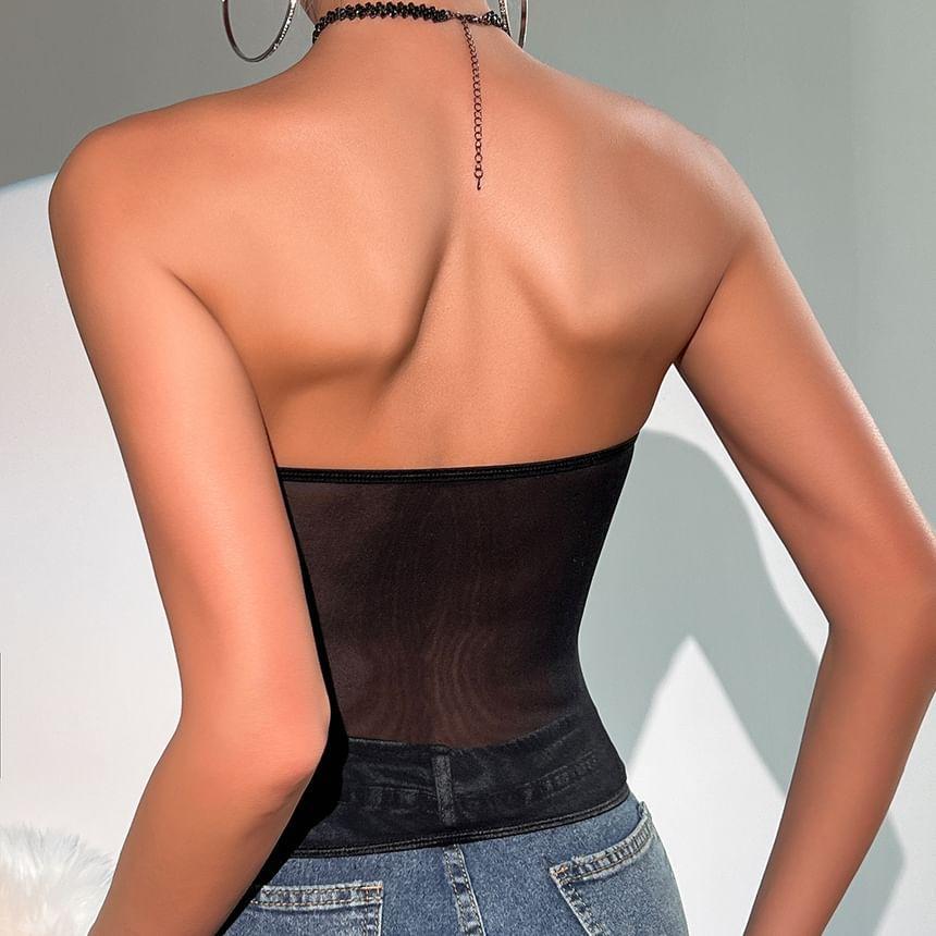 Plain Mesh Panel Corset Top Product Image