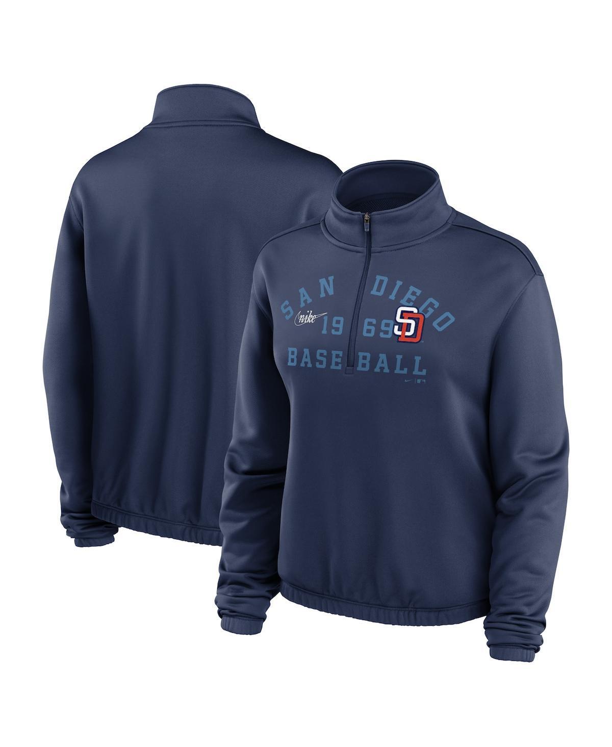 Women's Nike Navy San Diego Padres Rewind Splice Half-Zip Sweatshirt, Size: Small, Blue Product Image