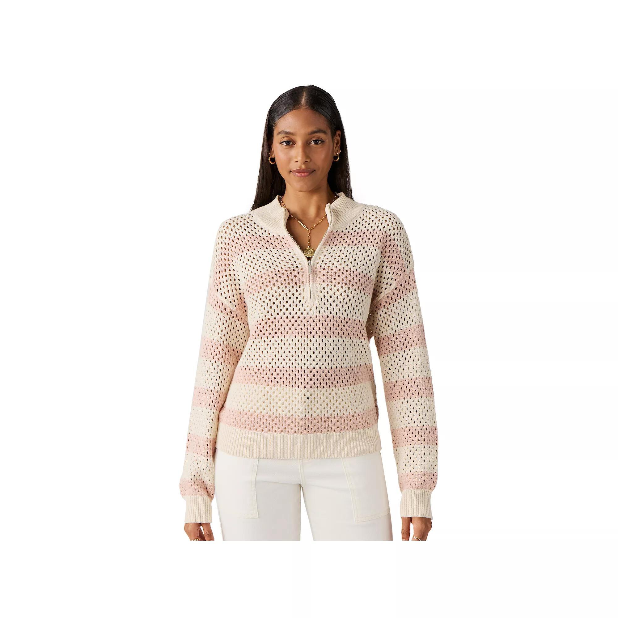 Womens Modern Supply By Sanctuary Half-Zip Sporty Open Work Sweater Product Image