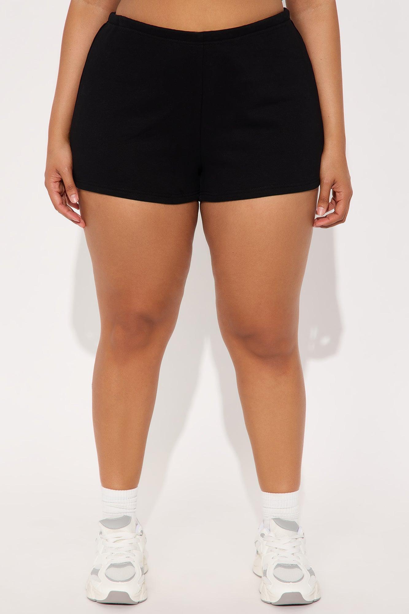 French Terry Drawstring Sweat Shorts - Black Product Image