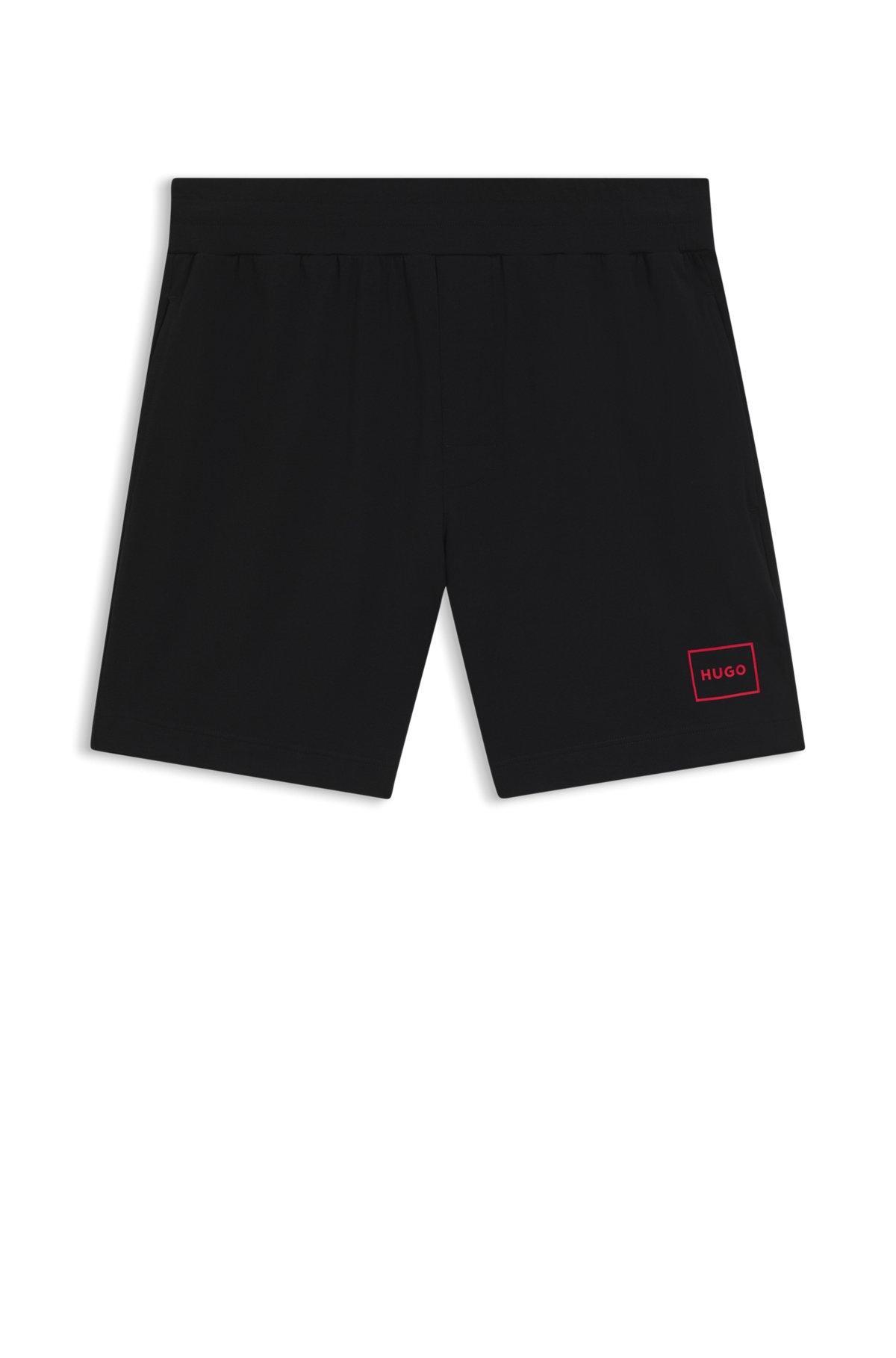 Straight-leg shorts in stretch cotton with logo print Product Image