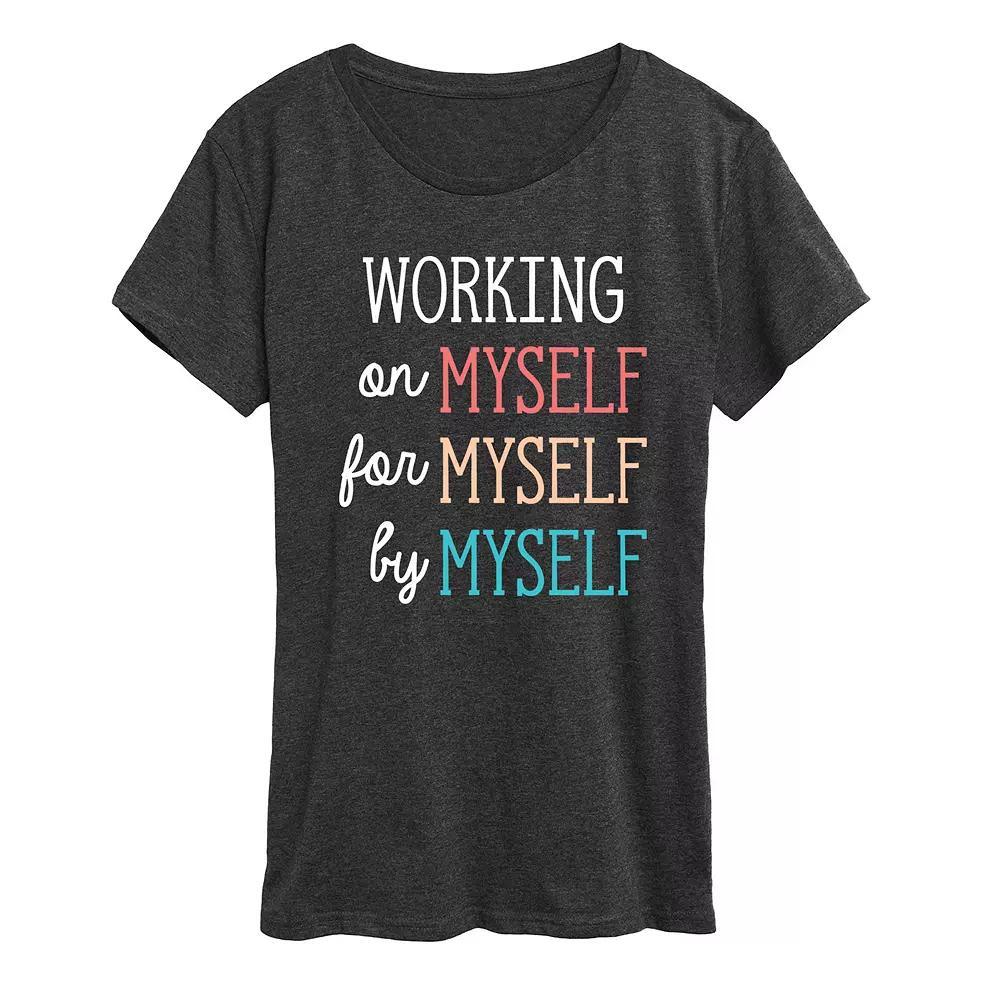 Womens Working On Myself Graphic Tee Heather Grey Product Image
