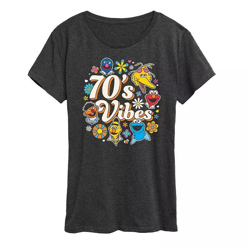 Women's Turtle And Flowers Graphic Tee, Size: Large, Grey Royal Blue Product Image