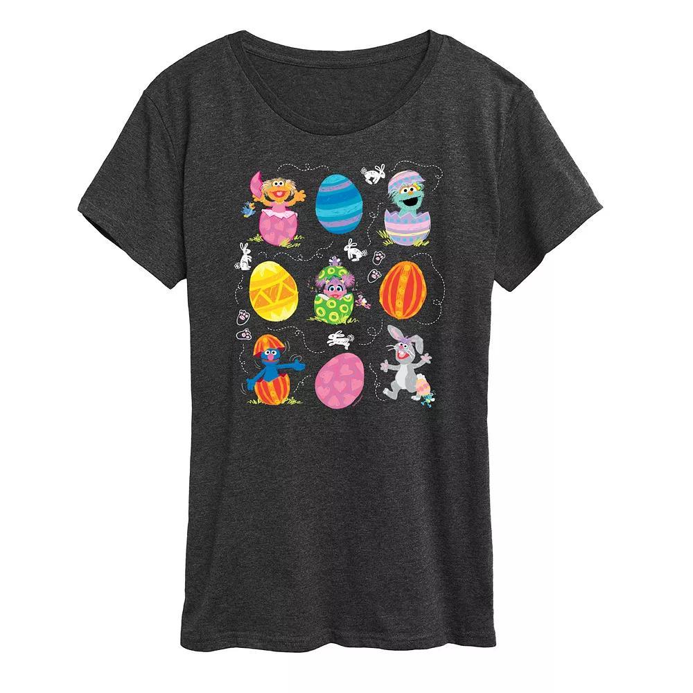 Women's Sesame Street Eggs And Bunny Graphic Tee, Size: Medium, Blue Product Image