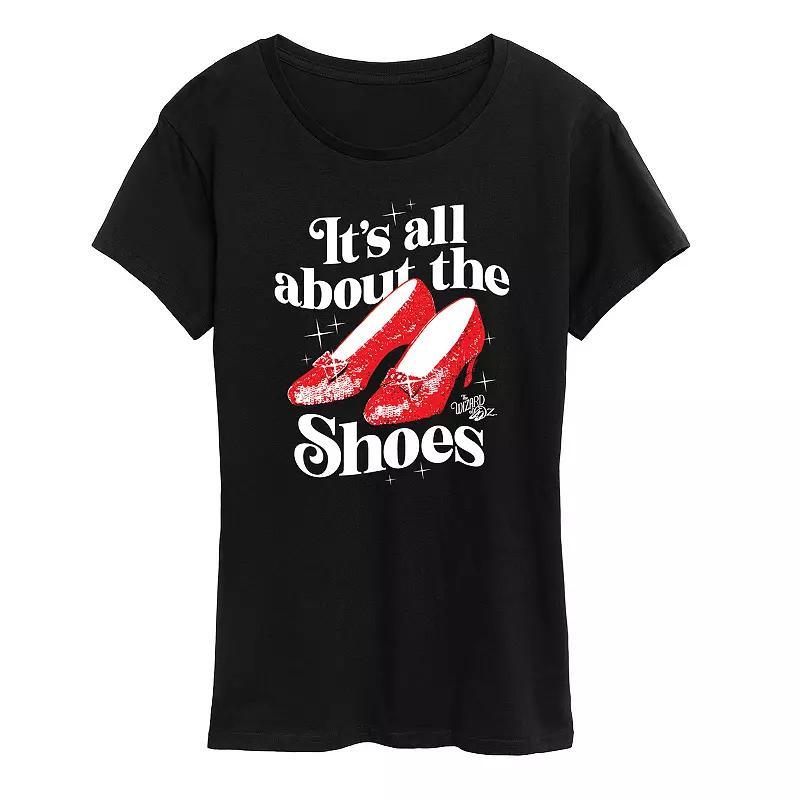 Women's Wizard Of Oz Shoes Graphic Tee, Size: Large, Grey Blue Product Image