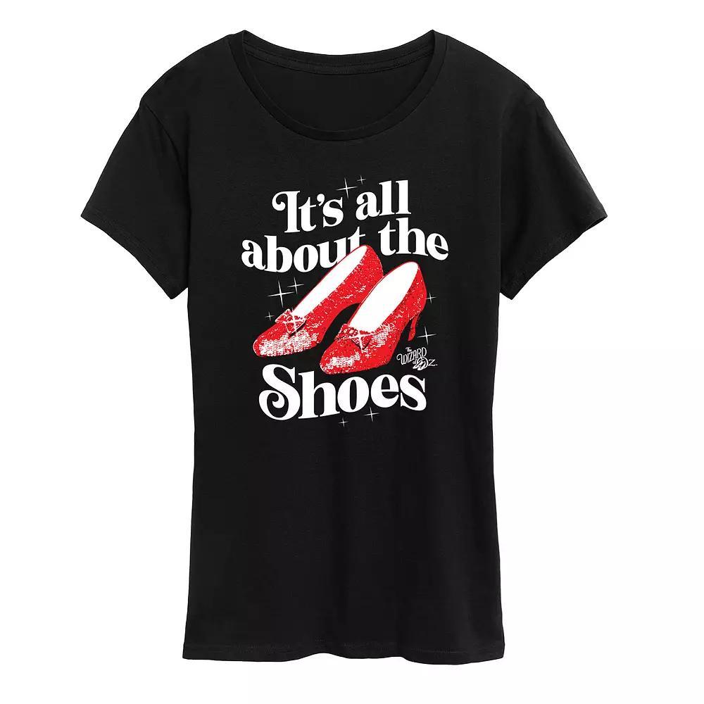 Women's Wizard Of Oz Shoes Graphic Tee, Size: Large, Grey Blue Product Image