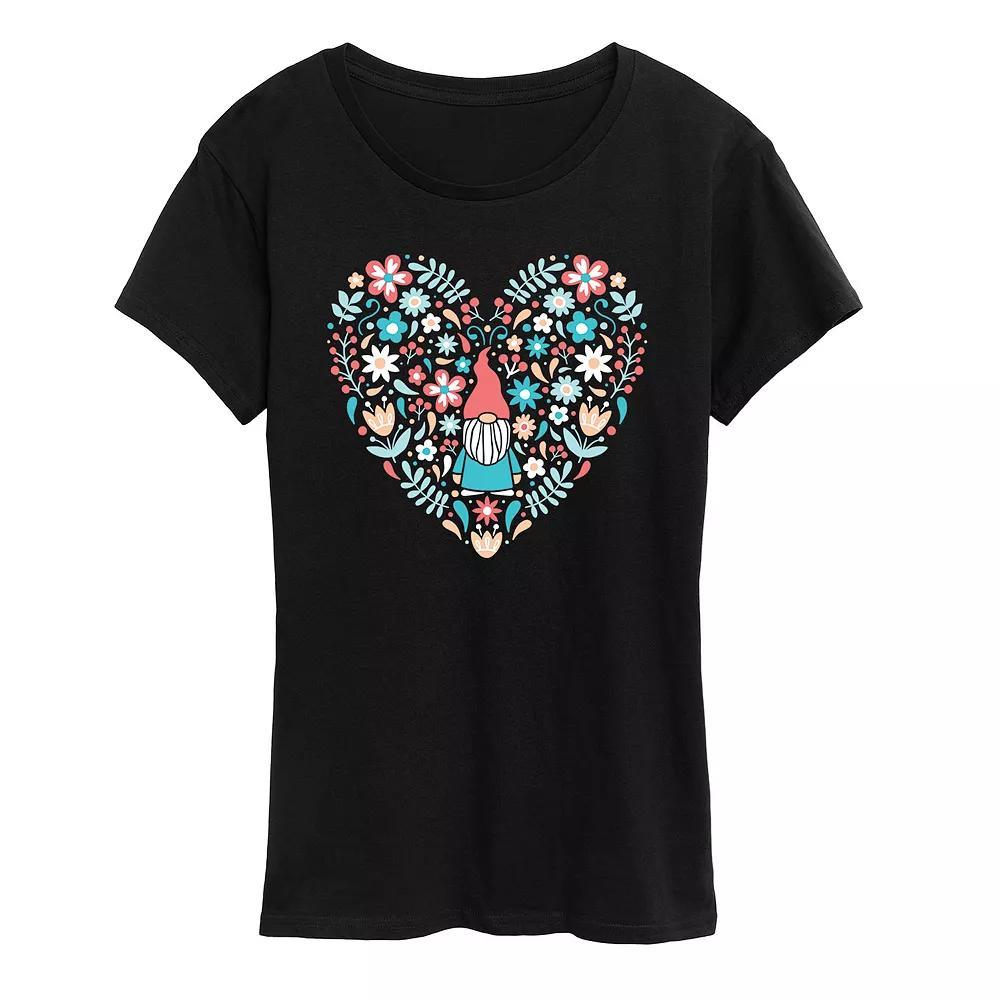 Womens Scandinavian Heart Gnome Graphic Tee Product Image