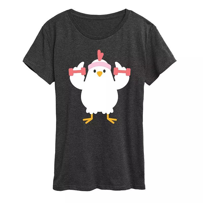Womens Workout Chicken Graphic Tee Heather Grey Product Image