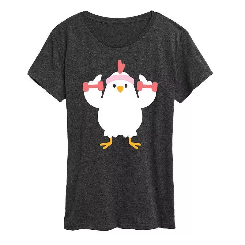 Womens Workout Chicken Graphic Tee Heather Grey Product Image
