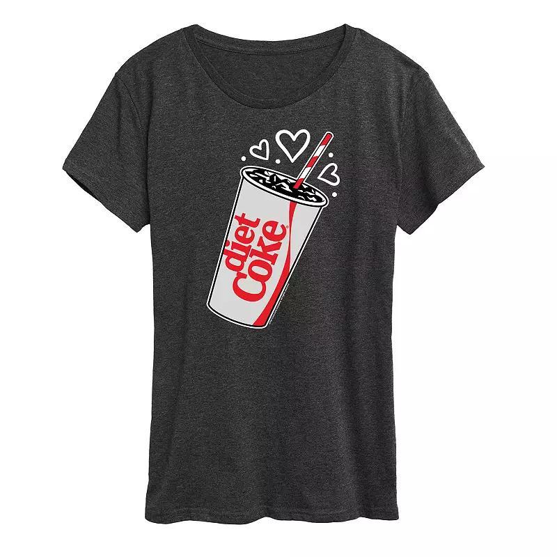 Womens Diet Coke Heart Bubbles Graphic Tee Heather Grey Product Image