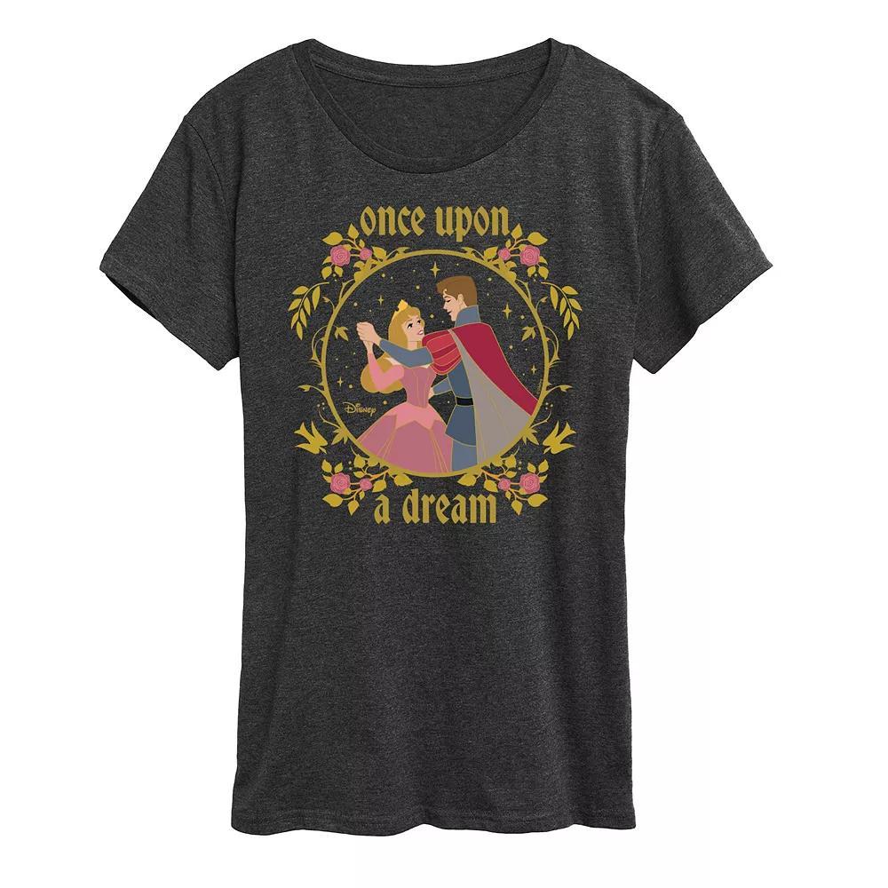 Disneys Sleeping Beauty Aurora & Prince Phillip Womens Once Upon A Dream Graphic Tee Heather Grey Product Image