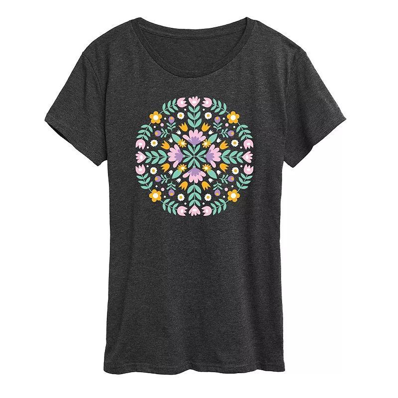 Women's Scandinavian Decorative Oversized Tee, Size: XXL, Grey Blue Product Image