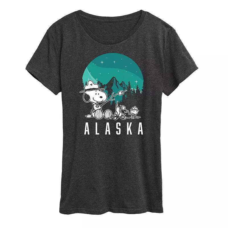 Womens Peanuts Snoopy & Woodstock Beagle Scout Alaska Graphic Tee Heather Grey Product Image