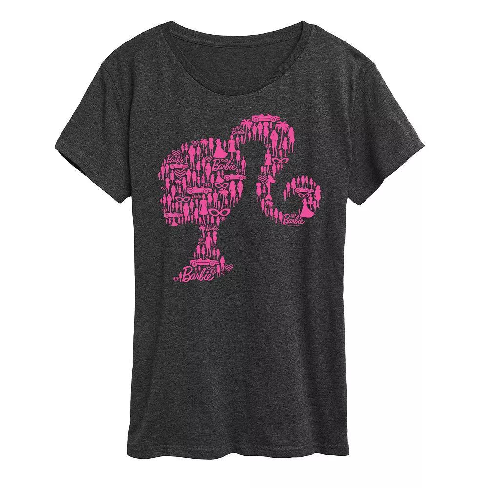 Womens Barbie Lifestyle Silhouette Graphic Tee, Girls Grey Blue Product Image
