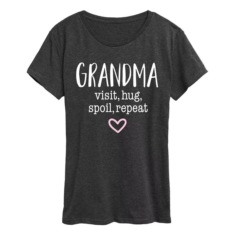Womens Grandma Visit Hug Graphic Tee, Girls Heather Grey Product Image