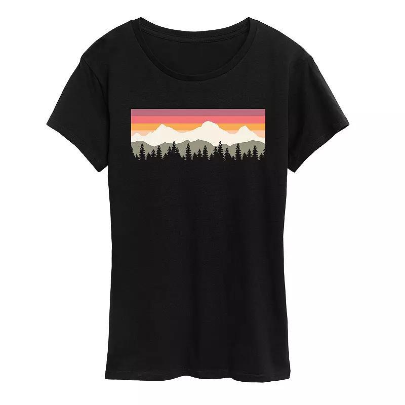 Womens Muted Sunset Mountain Scene Graphic Tee Product Image