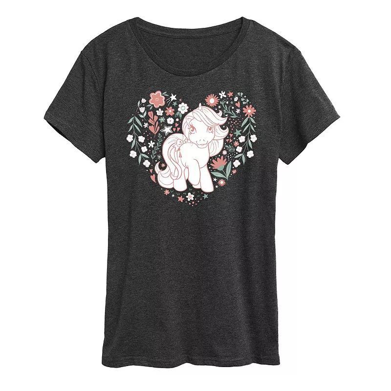 Plus My Little Pony Spring Heart Graphic Tee, Womens Heather Grey Product Image