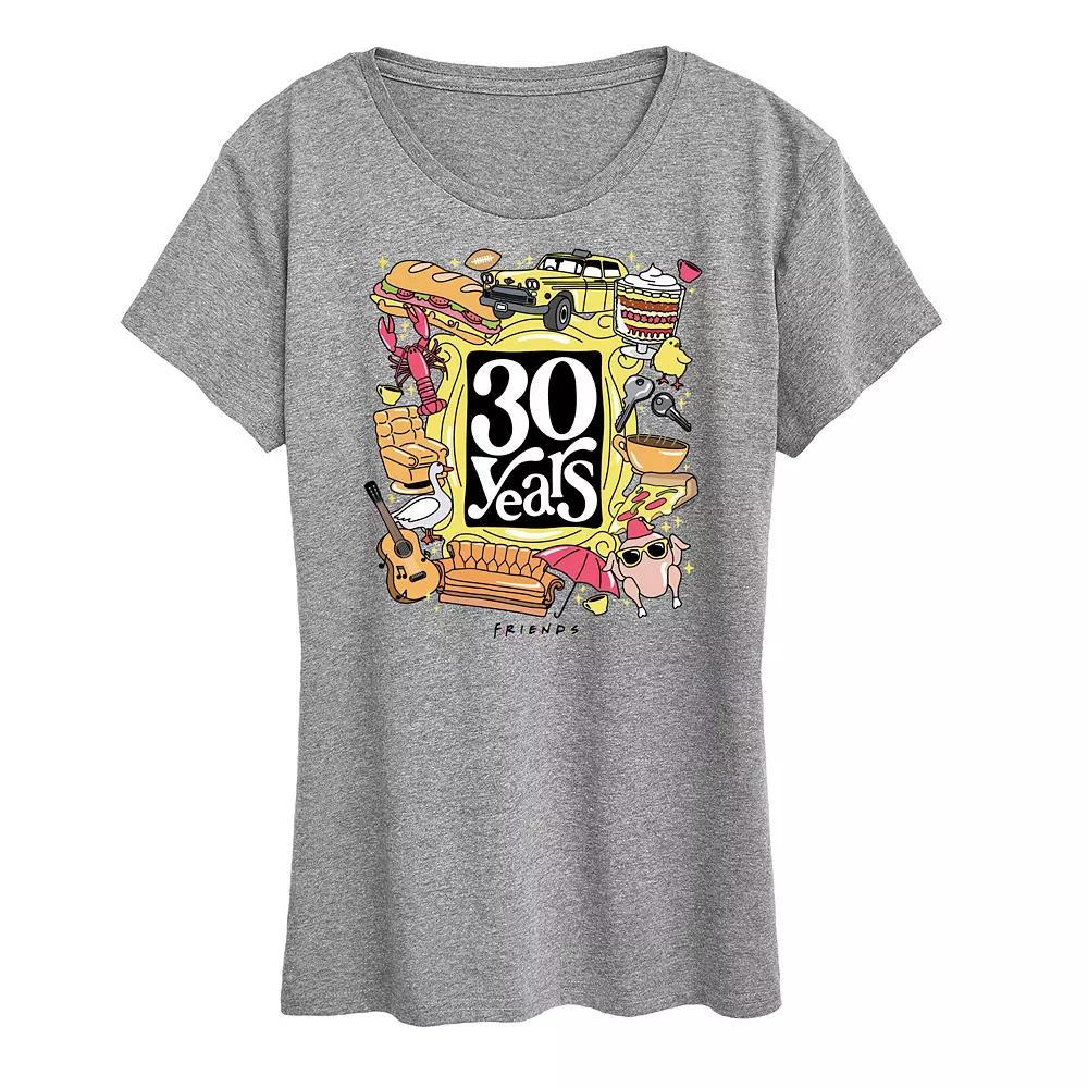 Womens Friends 30 Years Graphic Tee Grey Gray Product Image