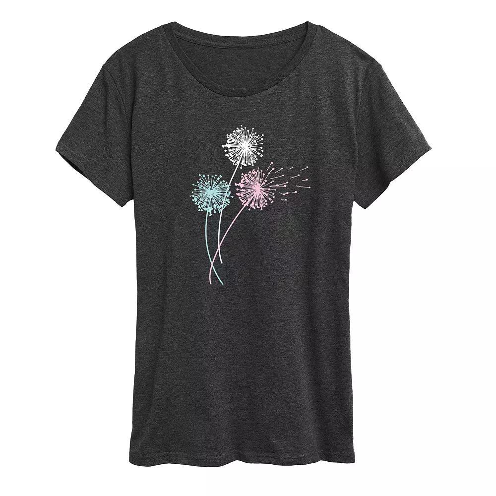 Womens Floral Heart Outline Graphic Tee Grey Blue Product Image