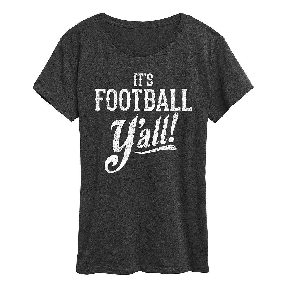 Womens Its Football Yall Graphic Tee, Girls Heather Grey Product Image