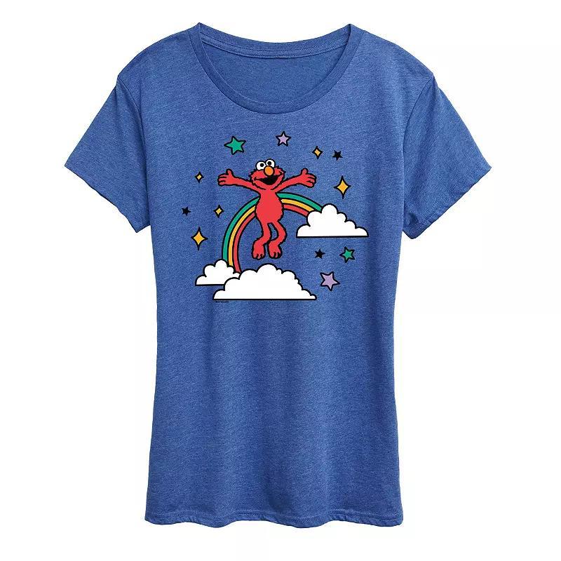 Womens Sesame Street Elmo Rainbow Graphic Tee, Girls Grey Gray Product Image