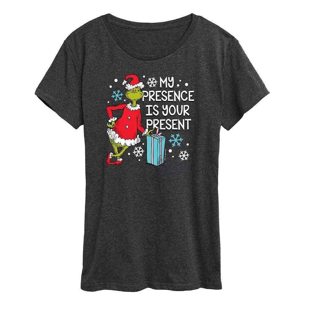 Women's Dr. Seuss The Grinch Presence Present Graphic Tee, Girl's, Size: XL, Black Product Image