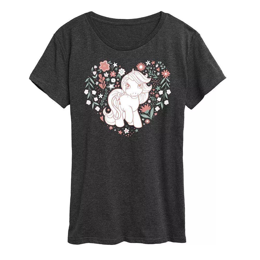 Plus My Little Pony Spring Heart Graphic Tee, Womens Heather Grey Product Image